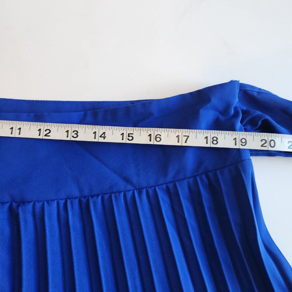 NWOT PRETTYGARDEN High Waisted Tie Asymmetrical Pleated Skirt Blue XX-Large - Picture 8 of 11